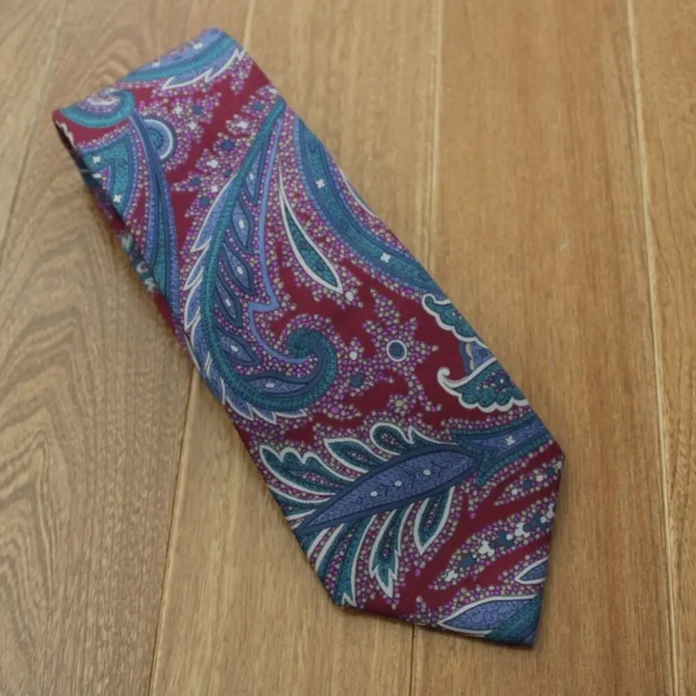 Christian Dior Vintage Paisley‎ Printed Silk Neck Tie